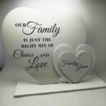 Wooden Standing Family Heart - 30x30cm
