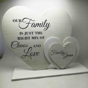 Wooden Standing Family Heart - 30x30cm