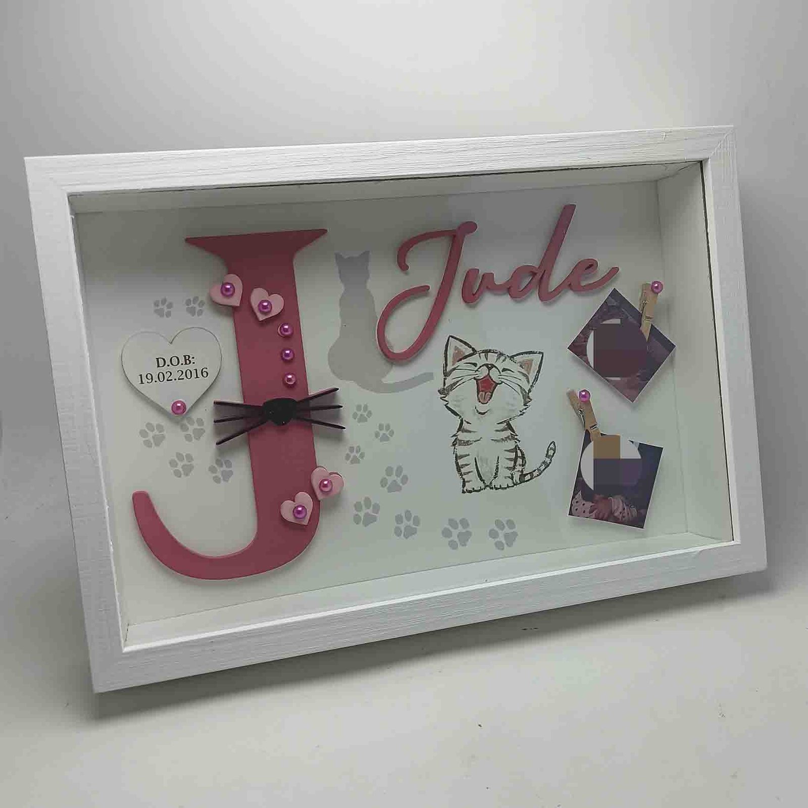 Baby Box Frame with Glass - Cat Theme