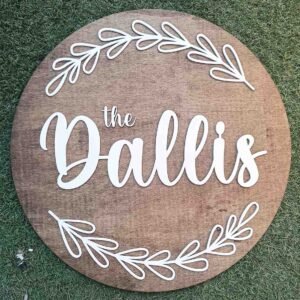 Personalised Wooden Round Sign - Surname Sign - Venue Wedding Decor - 45cm