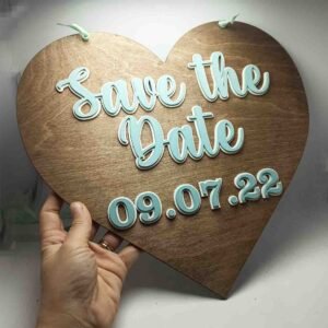 Wooden Heart - Photo Prop - Save the Date -  35x32cm