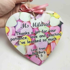 Wooden Heart - Thank You Teacher - 15x13cm