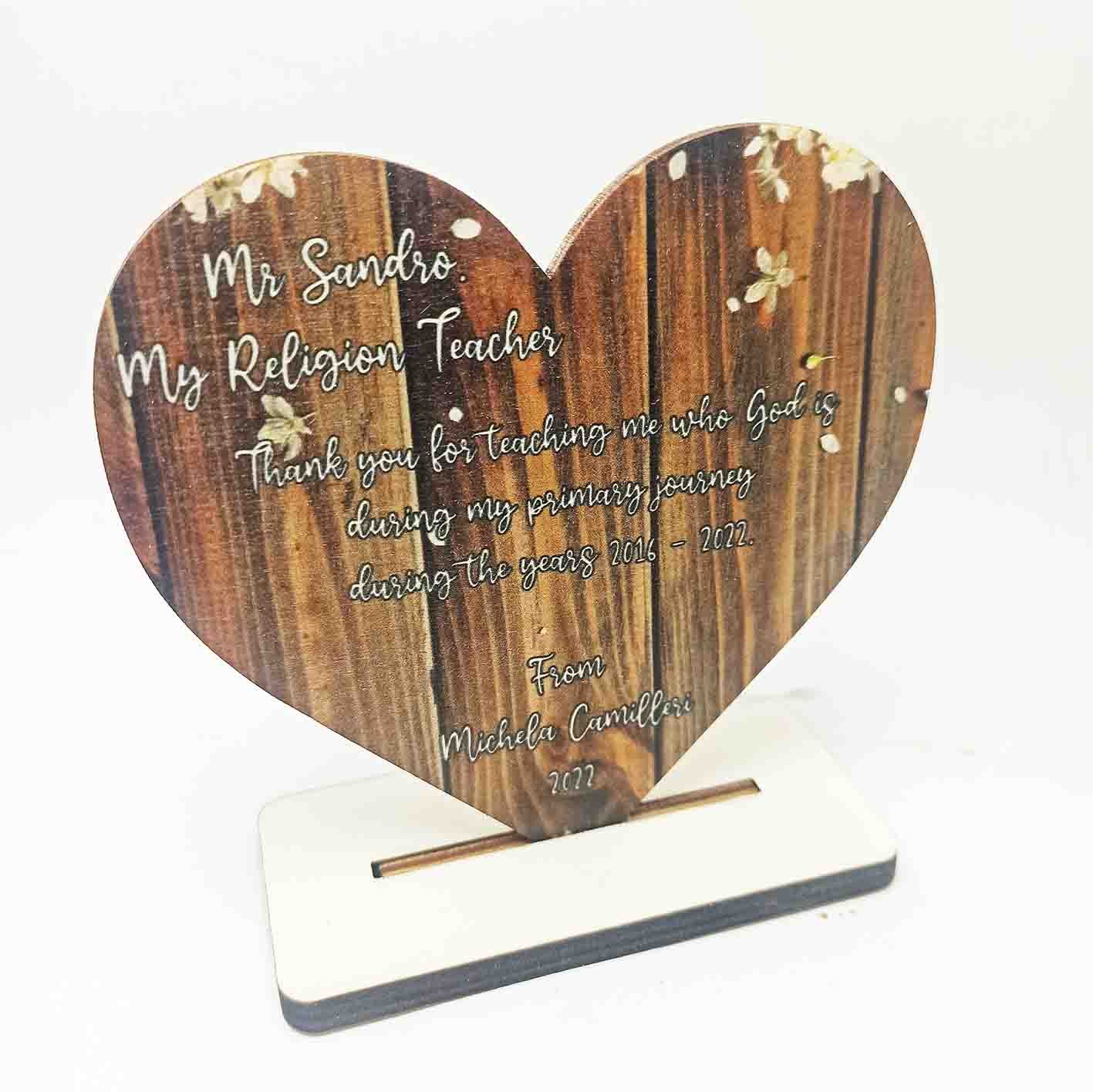Wooden Thank You Heart with stand - 11x10cm