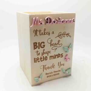 Pencil Holder Box - Teacher Theme - Engraved and Embossed