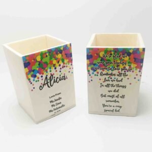 Printed Pencil Holder Box - Teacher Theme - 6.2x6.2x9cm - 2 Sided Printing