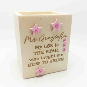 Engraved Pencil Holder Box with Stars - LSE
