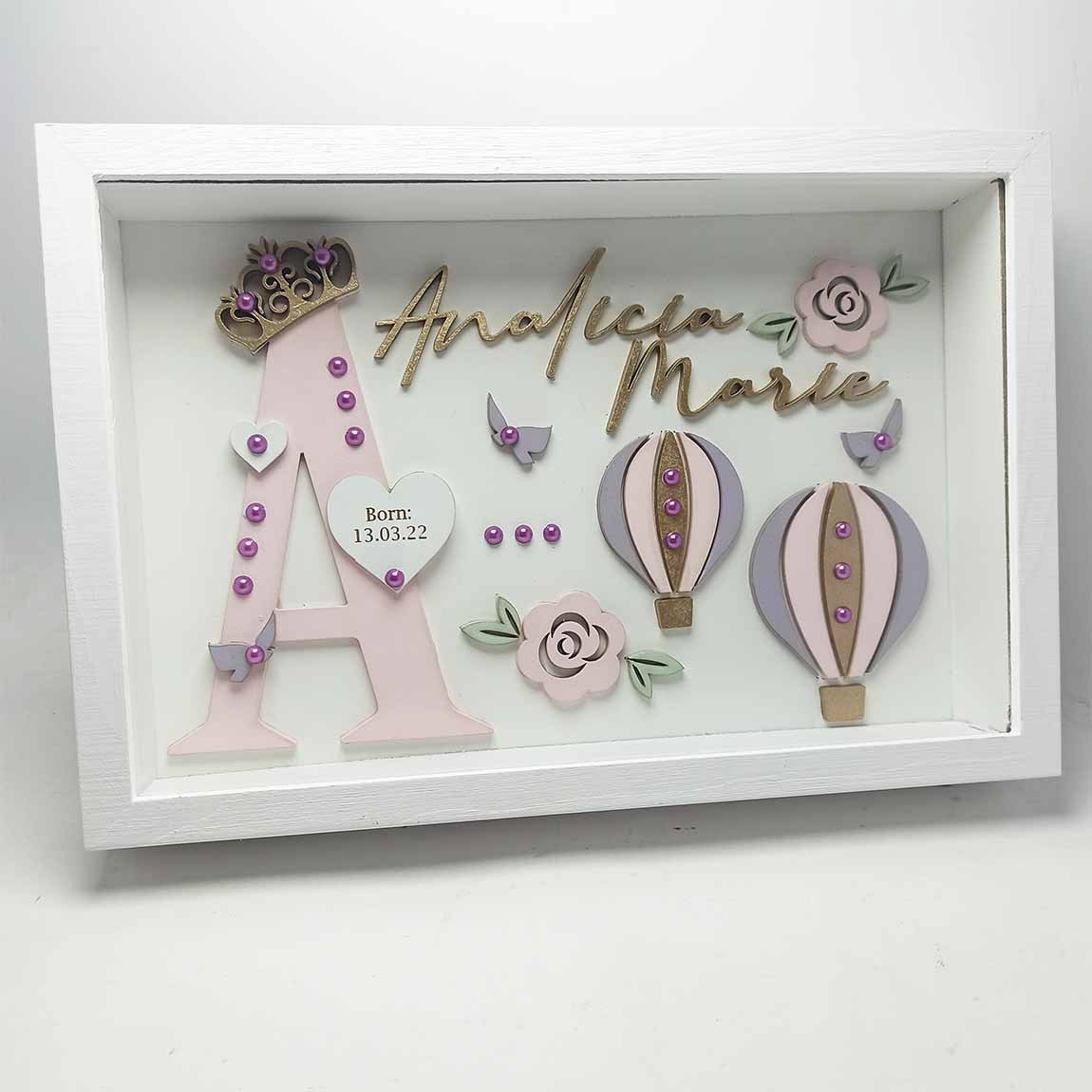 Baby Box Frame with Glass - Baby Box Frame with Glass – Hot Air Ballon Theme 2