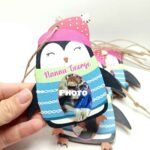 Christmas Penguin with photo printed on wood - Christmas tree ornament