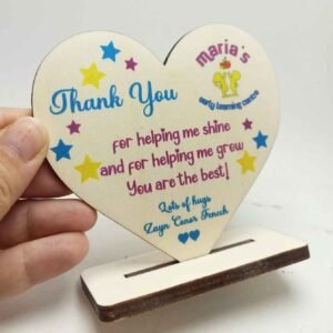 Wooden Thank You Heart with stand - 11x10cm
