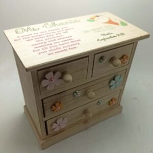 Light Purple Wooden Cabinet with 2 large and 2 small drawers - Printed and Embossed
