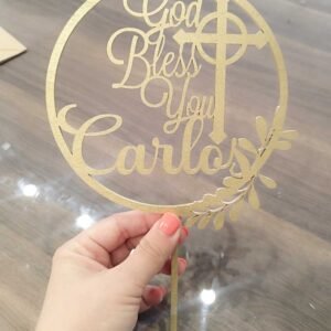Wooden Cake Topper – God Bless You