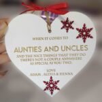 Wooden Heart - Heart with snowflakes 14cm