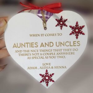 Wooden Heart - Heart with snowflakes 14cm