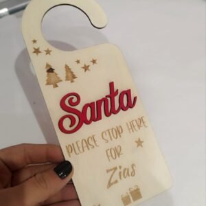 'Santa please stop here' Door Hanger