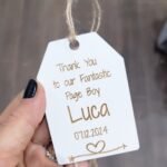 White Wooden Name Tags with Engraving