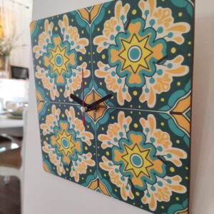 Love Malta Square Maltese Tiles Clock