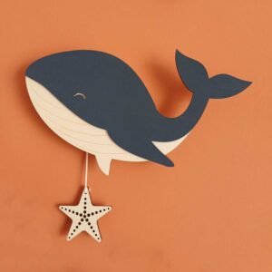 Wooden Musical Hanging Whale