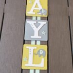Personalised Wooden Square - 10x10 Letter Name - Elephant Theme