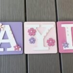 Personalised Wooden Square - 10x10 Letter Name - Flowers 2 Theme