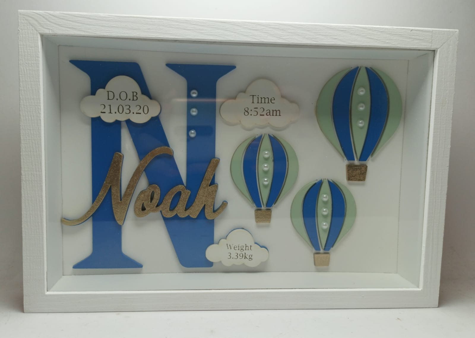 Baby Box Frame with Glass - Hot Air Ballon Theme - Image 9