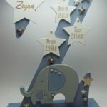 Standing Initial - Elephant & Stars with Baby Info