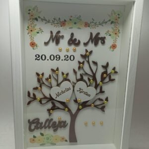 Box Frame with Glass - Family Tree with Hearts