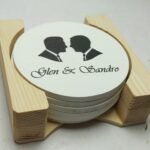 Printed Wooden Coasters - Logo Print - White Base