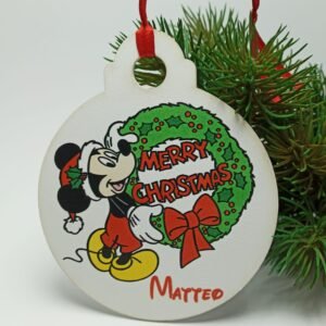 Christmas Bauble - 12x10cm - Disney Theme - Merry Christmas - White Background
