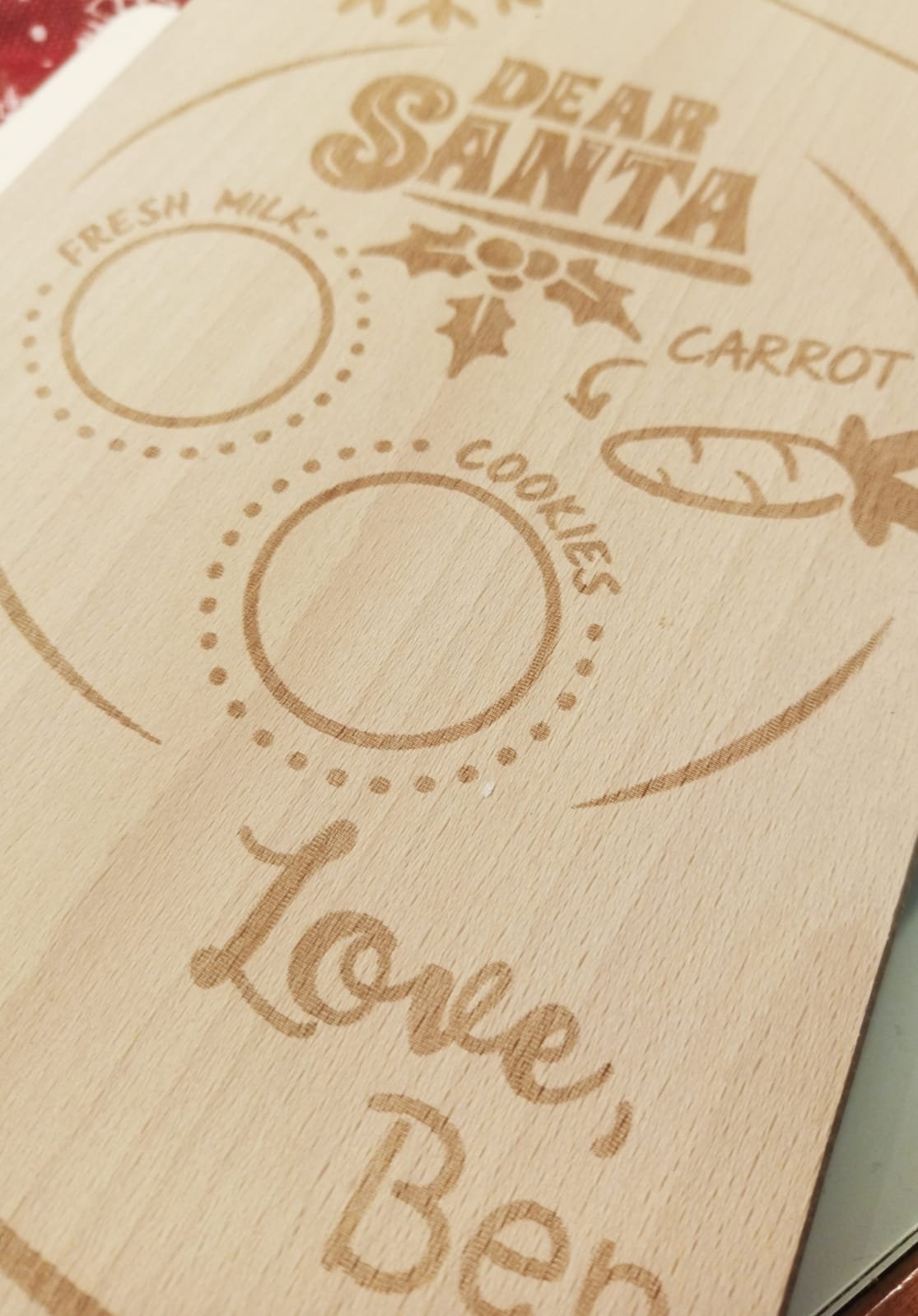 Custom Santa Tray/Board with Handle - Dear Santa - Engraved - Image 2