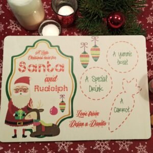 Large custom Santa Tray - Print on Wood - Santa & Rudolph