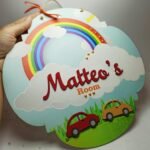 Personalized Kids Door Sign - Print on wood with embossed Name and Cars (Copy)