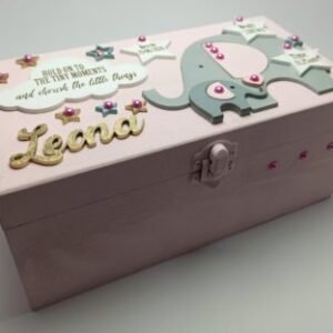 Keepsake Box - 20.5x11x9cm - Elephants & Stars Theme