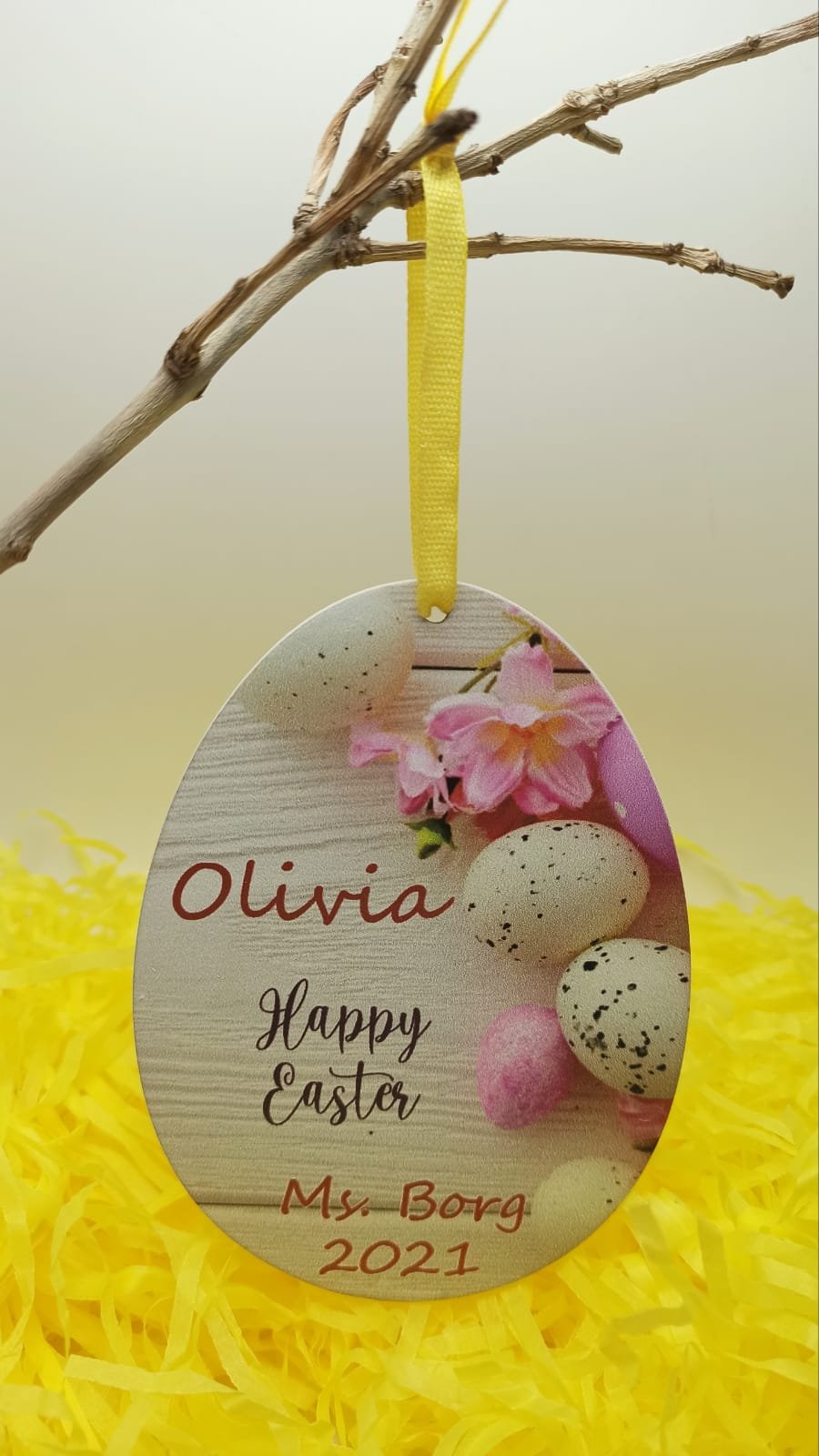 Personalised Printed Easter Egg - Design002 - 11x8cm - Hanging