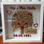 Personalised Family Tree with Message in a Wooden Square Frame with Glass - 33x33x5.5