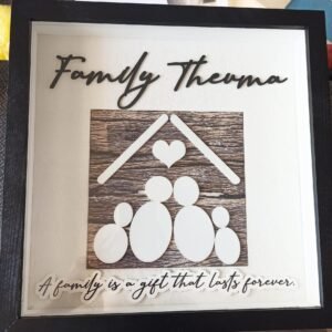 Personalised Family Frame with Glass - 33x33x5.5 - Family is a Gift
