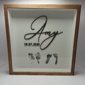 Personalised Frame with Glass - Hand & Feet Prints  - 25x25x4cm
