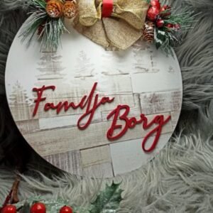 Personalised Christmas Wooden Round Sign - 29cm