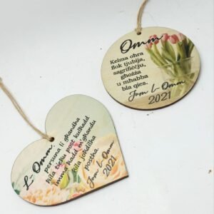 Printed Wall Hanging Hearts or Round - 10x9cm