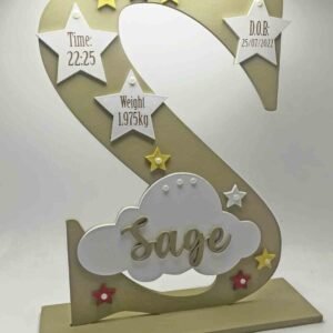 Standing Initial - Stars and Clouds with Baby Info