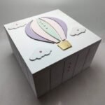 Keepsake Wooden Box - 18x18x11cm - Hot Air Balloon Theme