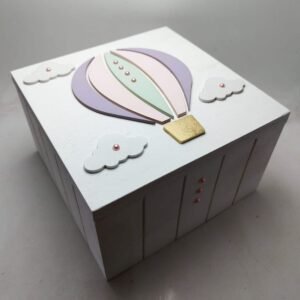 Keepsake Wooden Box - 18x18x11cm - Hot Air Balloon Theme