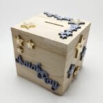 Wooden Moneybox Square – Stars Theme – 8.7cmx8.6cmx8.4cm