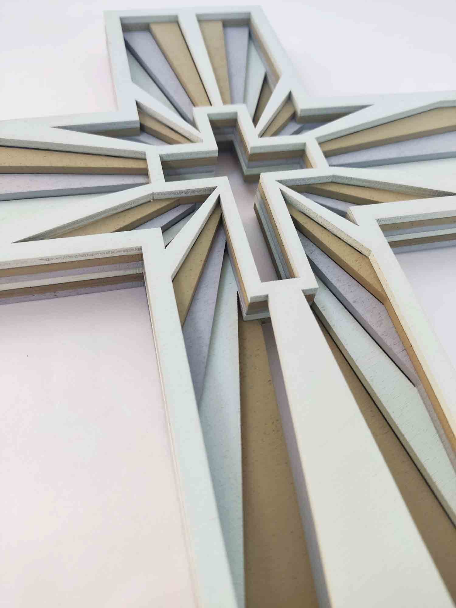 Wooden Cross - Six Layers - Blue Scheme - Image 9