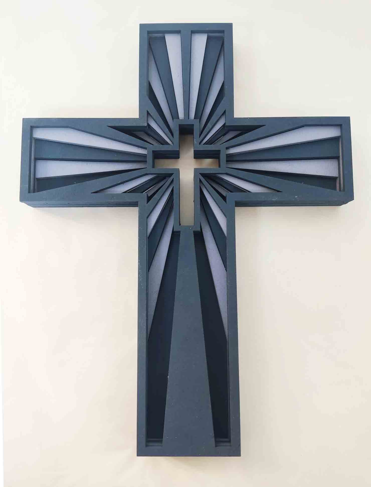 Wooden Cross - Six Layers - Blue Scheme