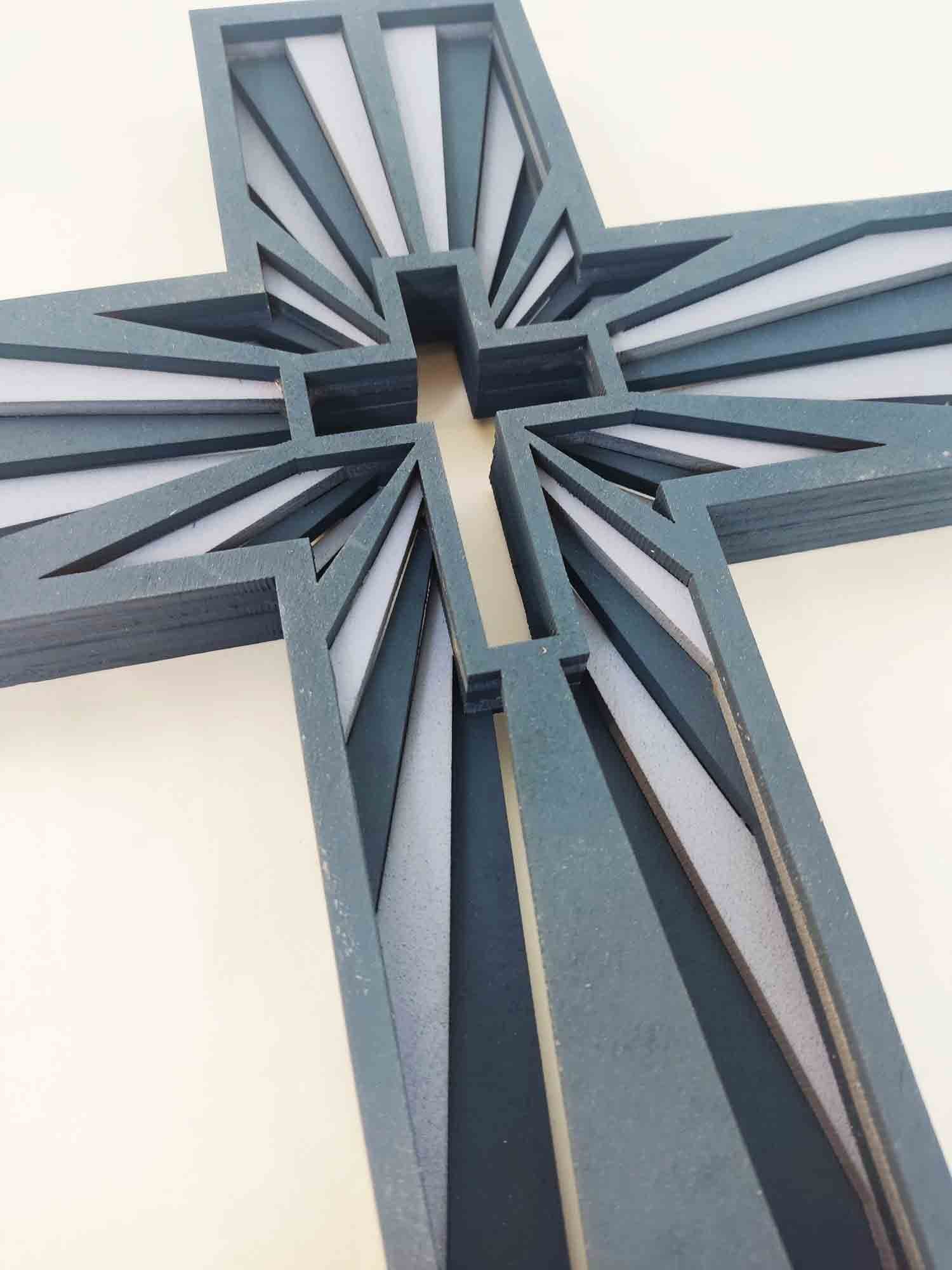 Wooden Cross - Six Layers - Blue Scheme - Image 2