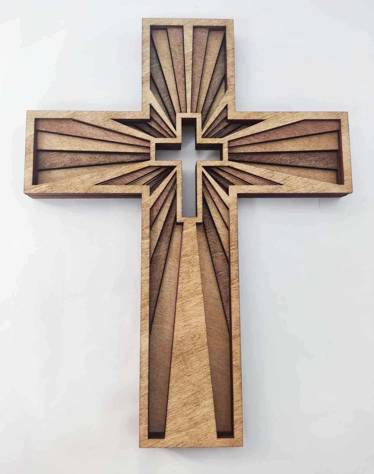 Wooden Cross - Six Layers - Blue Scheme - Image 8