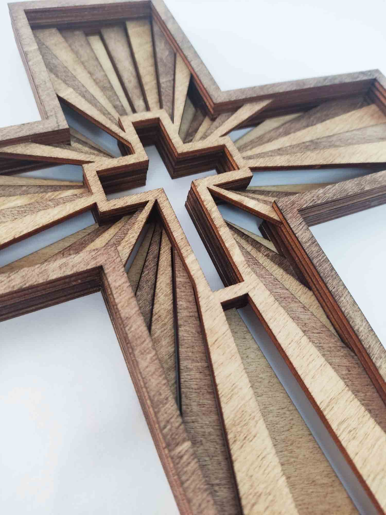 Wooden Cross - Six Layers - Blue Scheme - Image 7