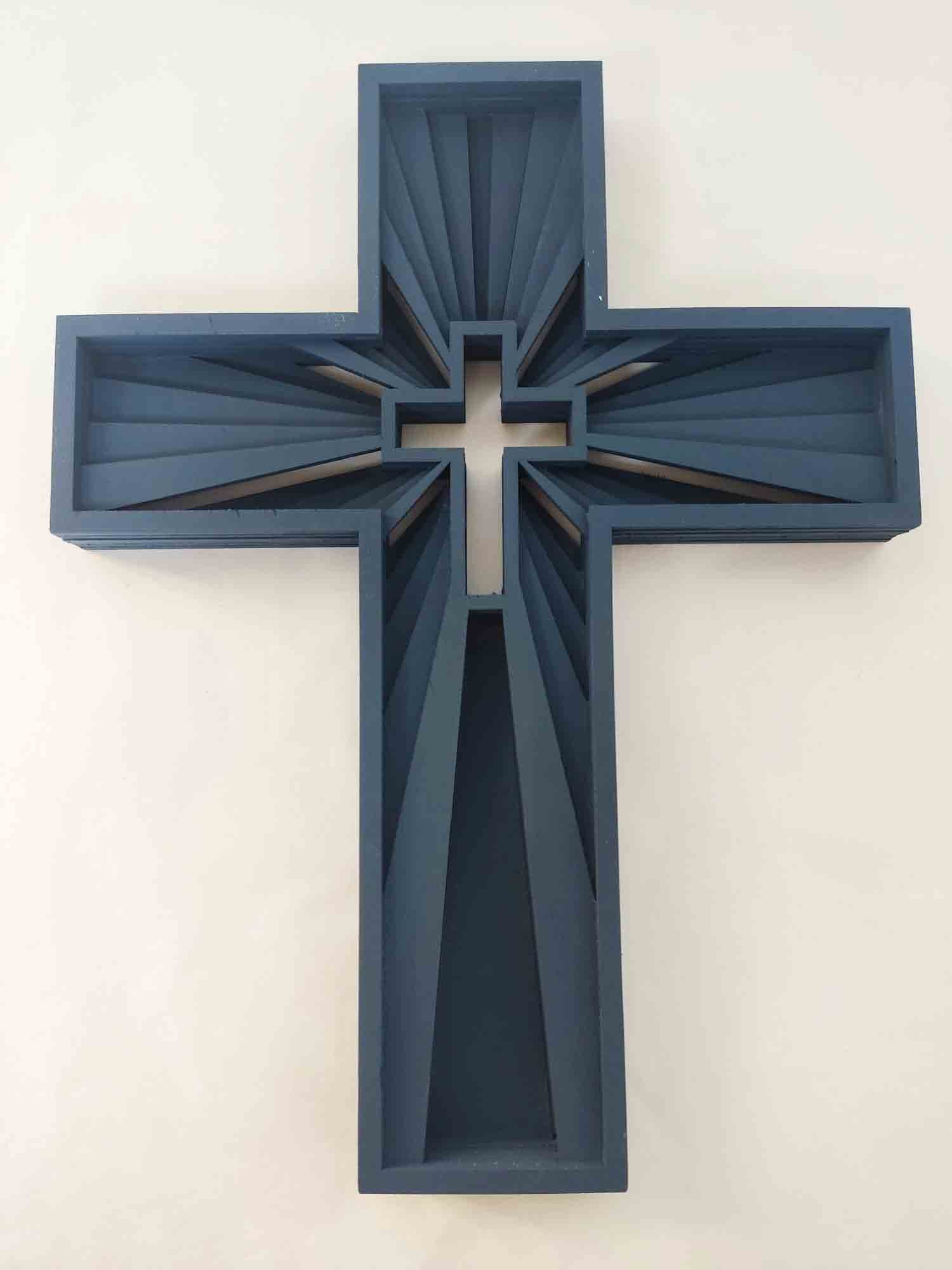 Wooden Cross - Six Layers - Blue Scheme - Image 3