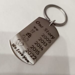 Stainless Steel Keychain - Rectangle - Engraved