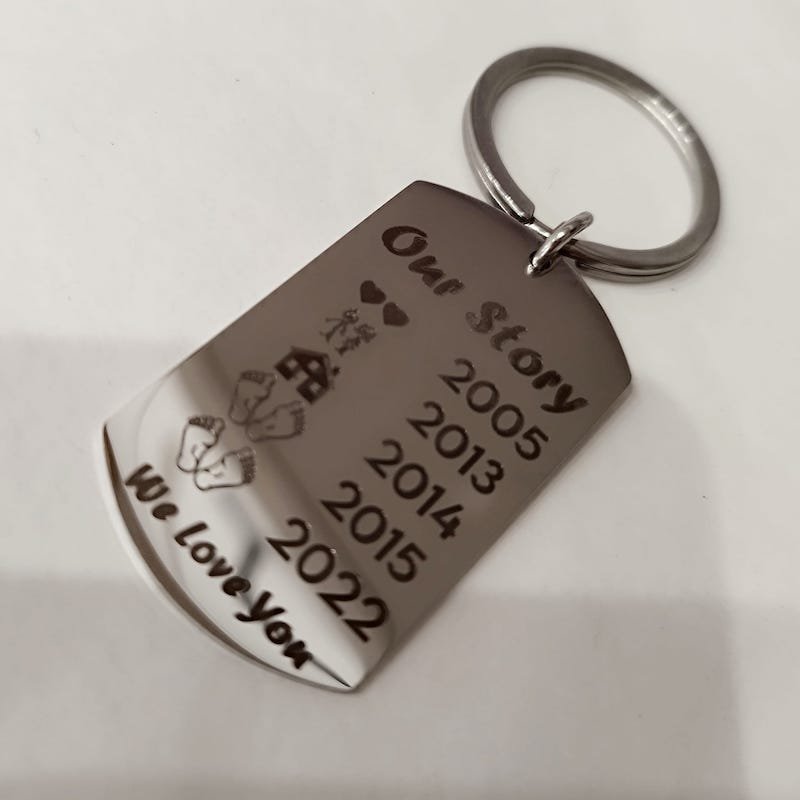 Stainless Steel Keychain - Rectangle - Engraved